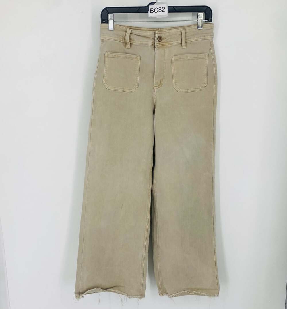 Oat New York High Rise Wide Leg Sailor Chino Pants Size 8 29 Stretch Raw Hem